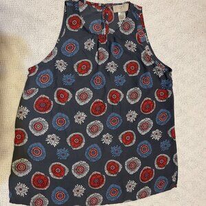 LOFT Outlet Tank Top‎ Women’s Size XXSP Blue Red Floral Print Pre owned